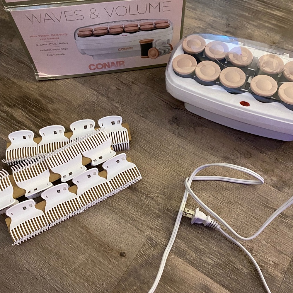 Conair Hair Rollers with White and Tan Clips